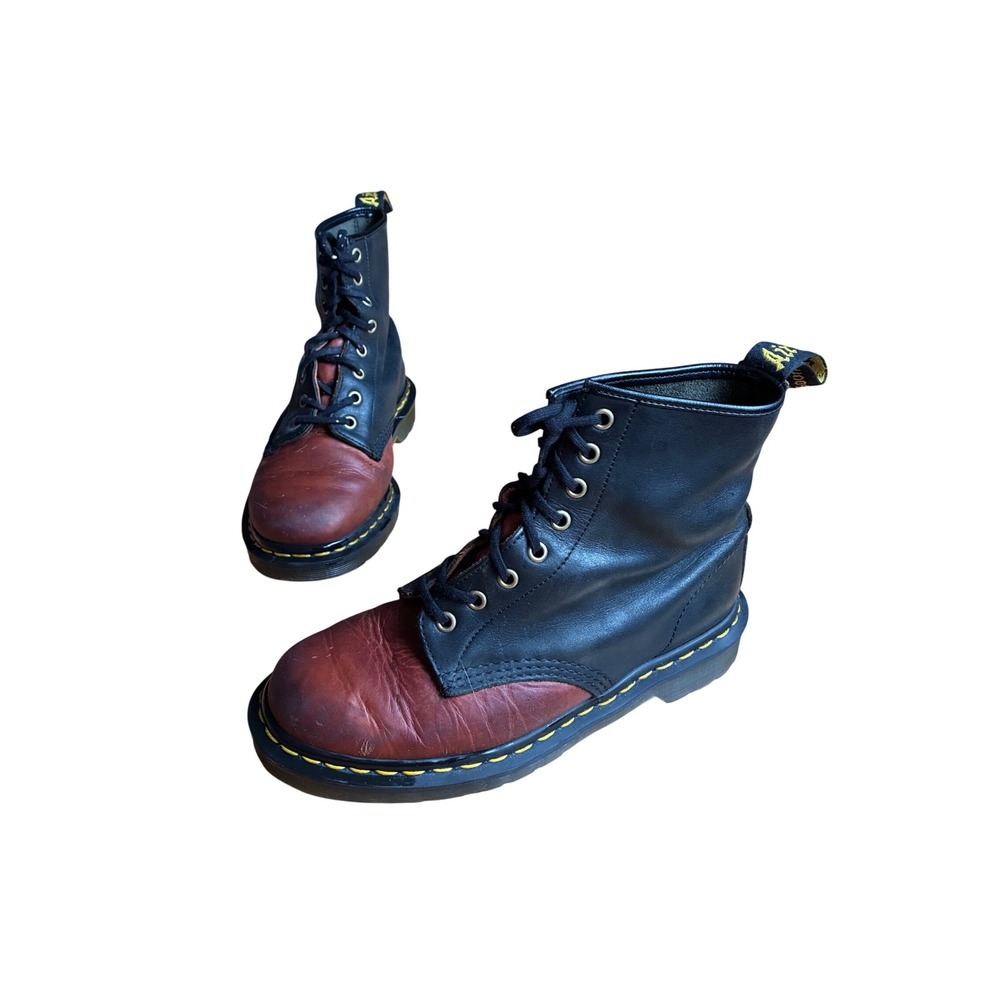 Dr. Martens 1460 Two Tone Black Oxblood Leather  Boots 8 Men Women 9.5 England